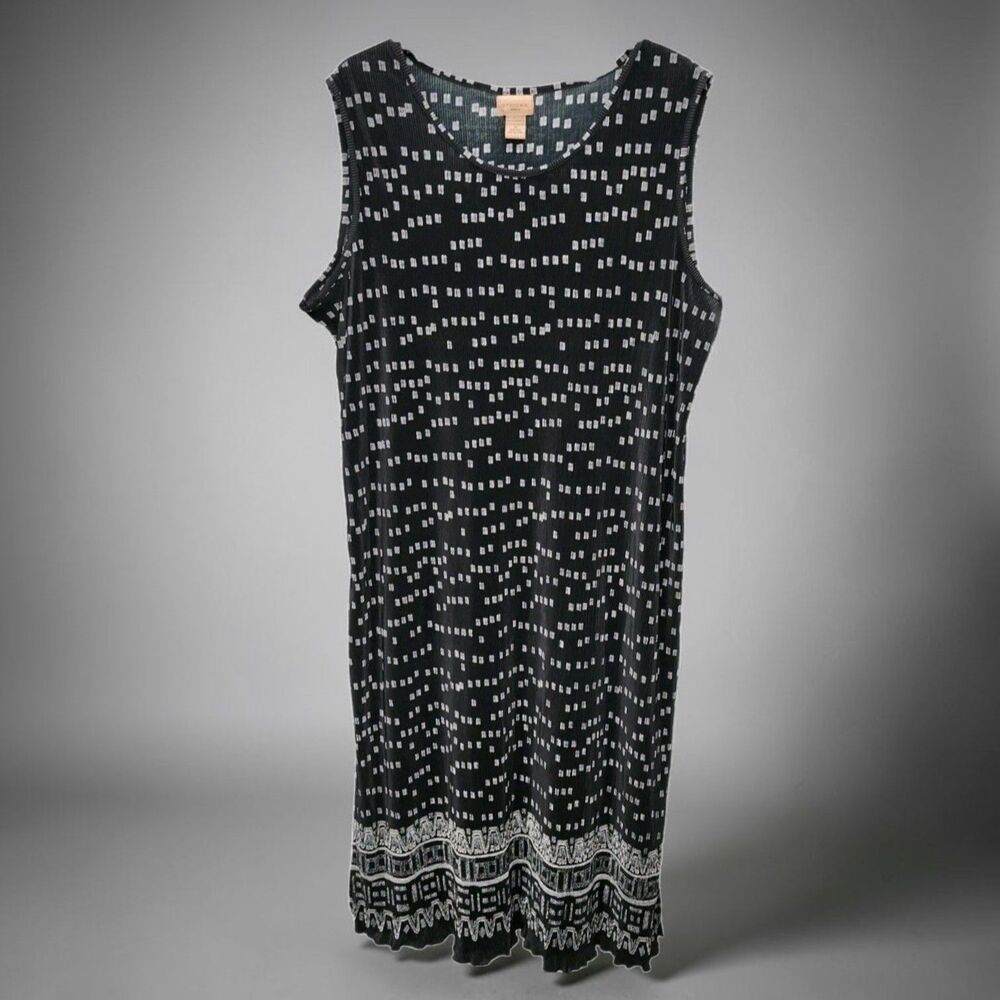 Choices Maxi Tank Dress Womens 3X Black White Geometric Stretch Resortwear Boho